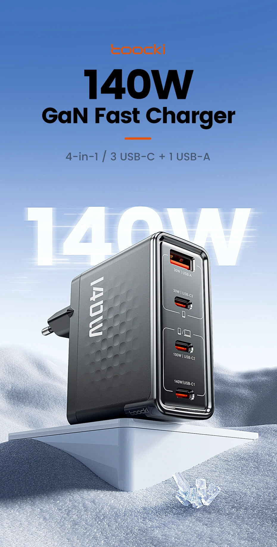 Toocki 140W GaN Charger Fast USB C Charger