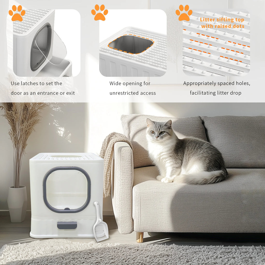 Bingopaw XL Cat Litter Box with Lid Enclosed Cat Potty Top Entry Anti-Splashing Cat Toilet Easy to Clean with Cat Litter Scoop