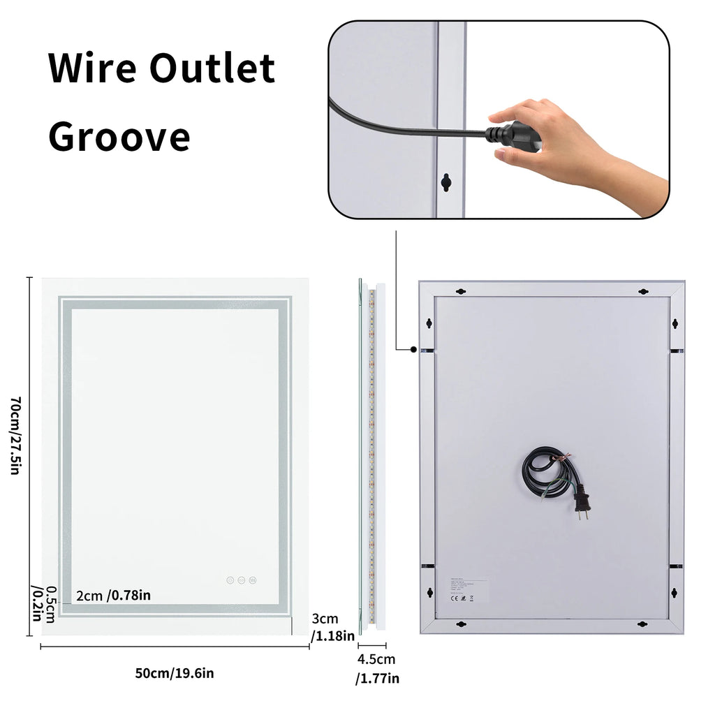 20x28 Inch Led  Rectangle Mirror for Bathroom with Front Light and Backlit Anti Fog Function Wall Backlit Decor Vanity Mirrors