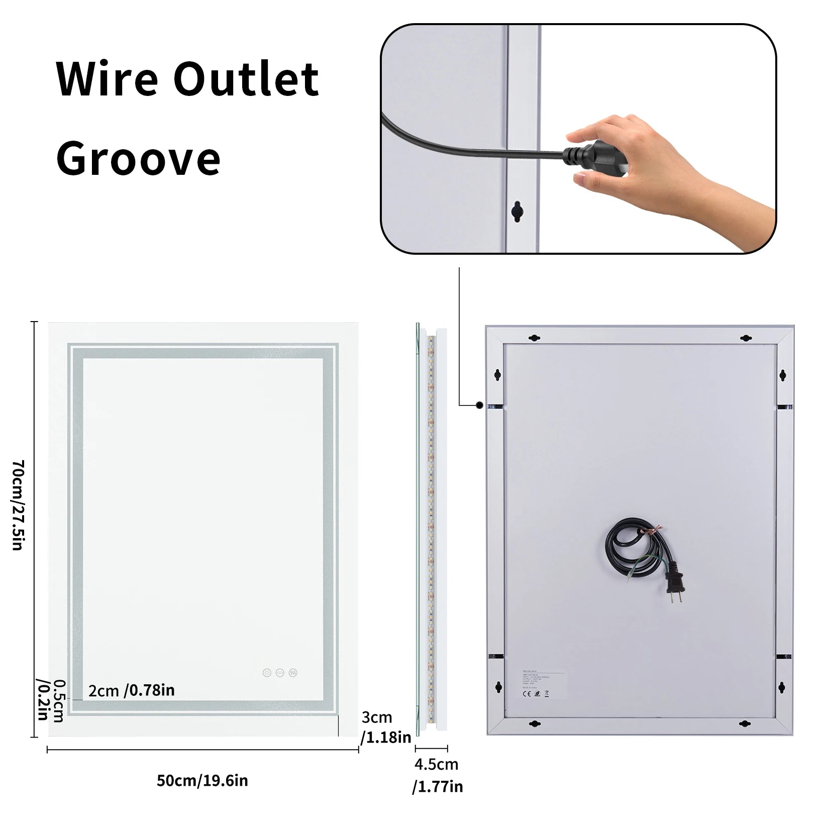 20x28 Inch Led  Rectangle Mirror for Bathroom with Front Light and Backlit Anti Fog Function Wall Backlit Decor Vanity Mirrors