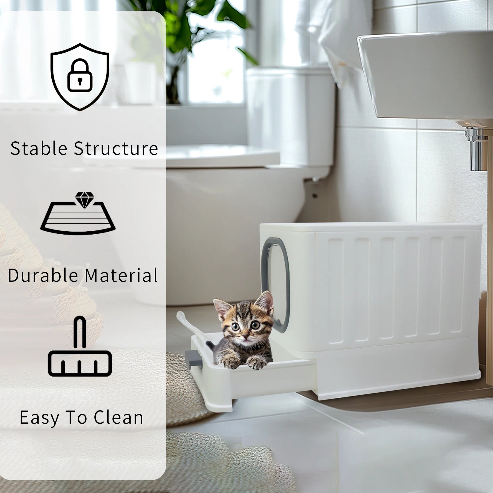 Bingopaw XL Cat Litter Box with Lid Enclosed Cat Potty Top Entry Anti-Splashing Cat Toilet Easy to Clean with Cat Litter Scoop