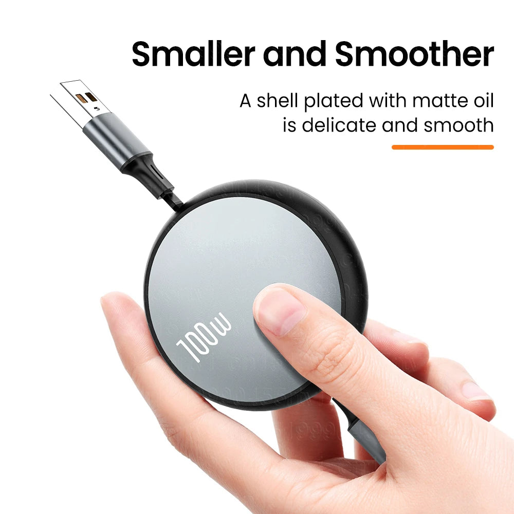 3 in 1 Retractable USB C 6A 100W USB Fast Charger