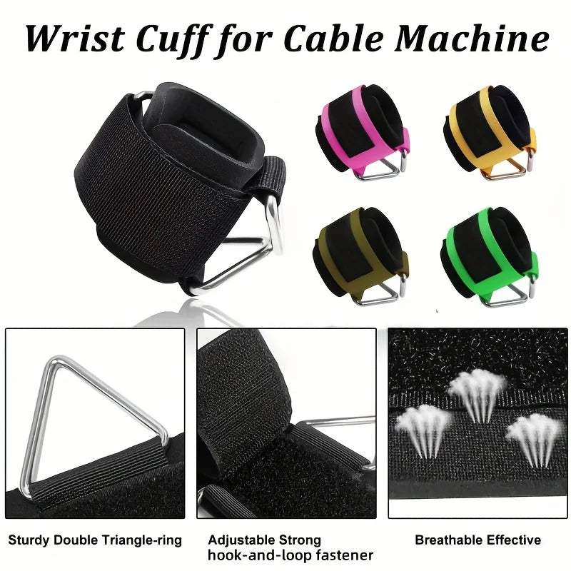 Wrist Cuffs for Cable Machine, Adjustable Neoprene Padding