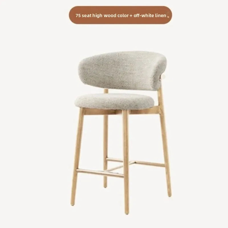 Modern Solid Wood Chairs Light Luxury Nordic Island Table Bar High Foot Designer Simple Home Comfortable Back Leisure Bar Chairs