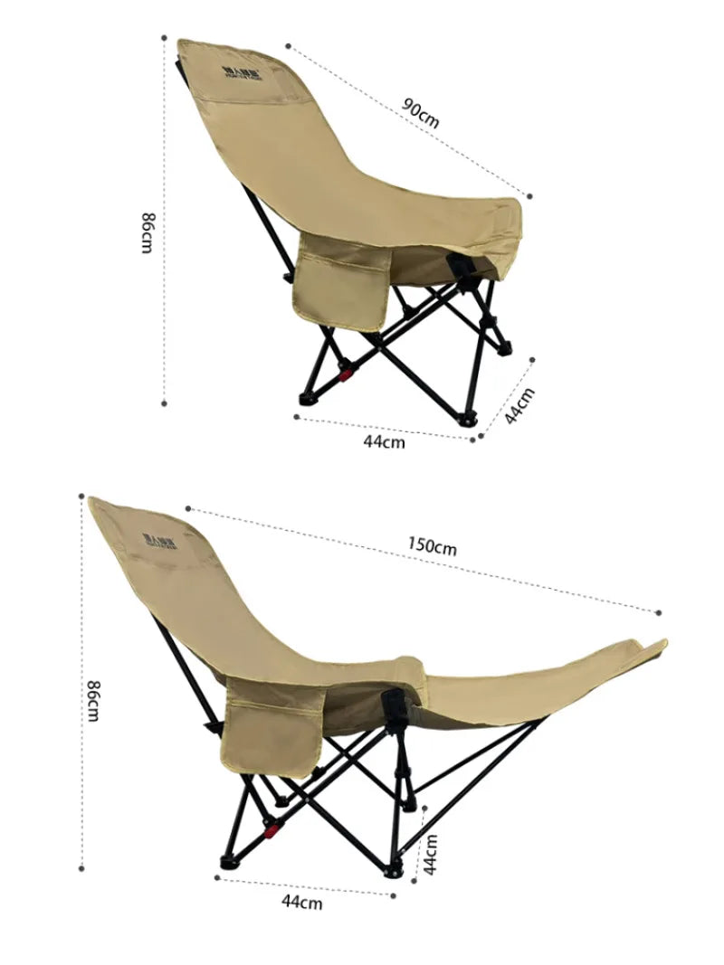 Outdoor Portable Camping Recliner Foldable Nap Beach Chair with Leg Support