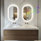 Oval LED Bathroom Mirror with Lights, Anti-Fog, Bluetooth Speaker, 3 Colors Temperature Dimmable Lighted Mirrors Waterproof