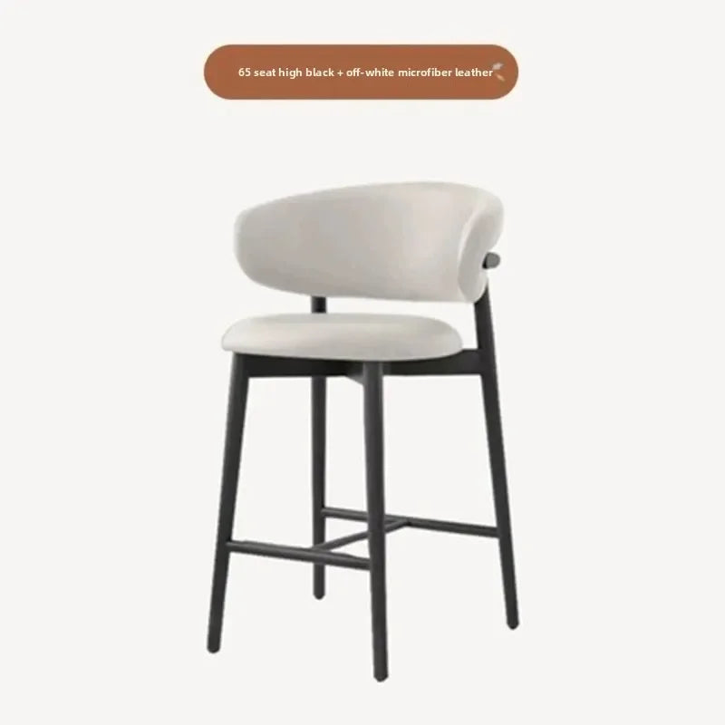 Modern Solid Wood Chairs Light Luxury Nordic Island Table Bar High Foot Designer Simple Home Comfortable Back Leisure Bar Chairs