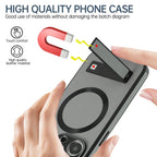 Luxury Magnetic Leather Stand Phone Case For iPhone 17 16 15 14 11 12 13 Pro Max Wireless Charging For Magsafe Shockproof Cover