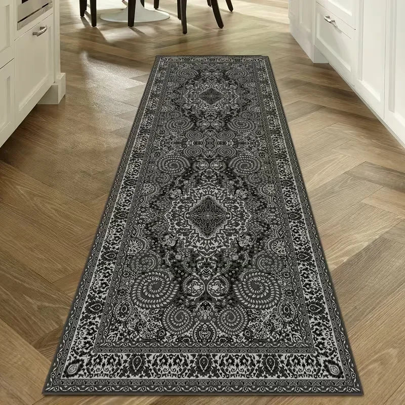 VIKAMA Vintage Ethnic Rug - Non-Slip & Durable Bedroom Entrance & Bedside Mat Hallway & Corridor Rug Home Decor