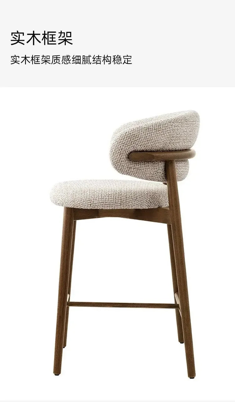 Modern Solid Wood Chairs Light Luxury Nordic Island Table Bar High Foot Designer Simple Home Comfortable Back Leisure Bar Chairs