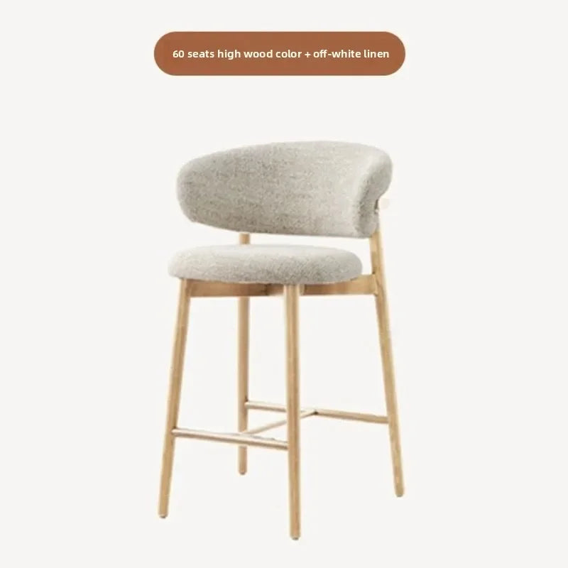 Modern Solid Wood Chairs Light Luxury Nordic Island Table Bar High Foot Designer Simple Home Comfortable Back Leisure Bar Chairs