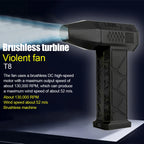 130000RPM Electric Air Duster Compressed Air Duster Speed Adjustable Turbo Fan Cordless Portable Jet Dry Blower