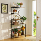 Vintage Industrial Tall Plant Stand - 5-Tier Rustic Shelf Display Unit for Home, Patio, Garden Flower Storage Cabinet & Bookcase