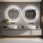 800mm LED Circle Wall Mounted Vanity Mirror with Demister Pad Smart Touch Sensor Memory Function Backlit Front Lighted 3 Colors