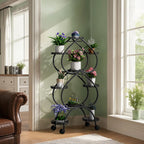 Metal Plant Stand, 6 Tiers Multifunctional Plant Stands for Indoor Plants, Decorative Black Steel Plant Shelf for Indoor Outdoor