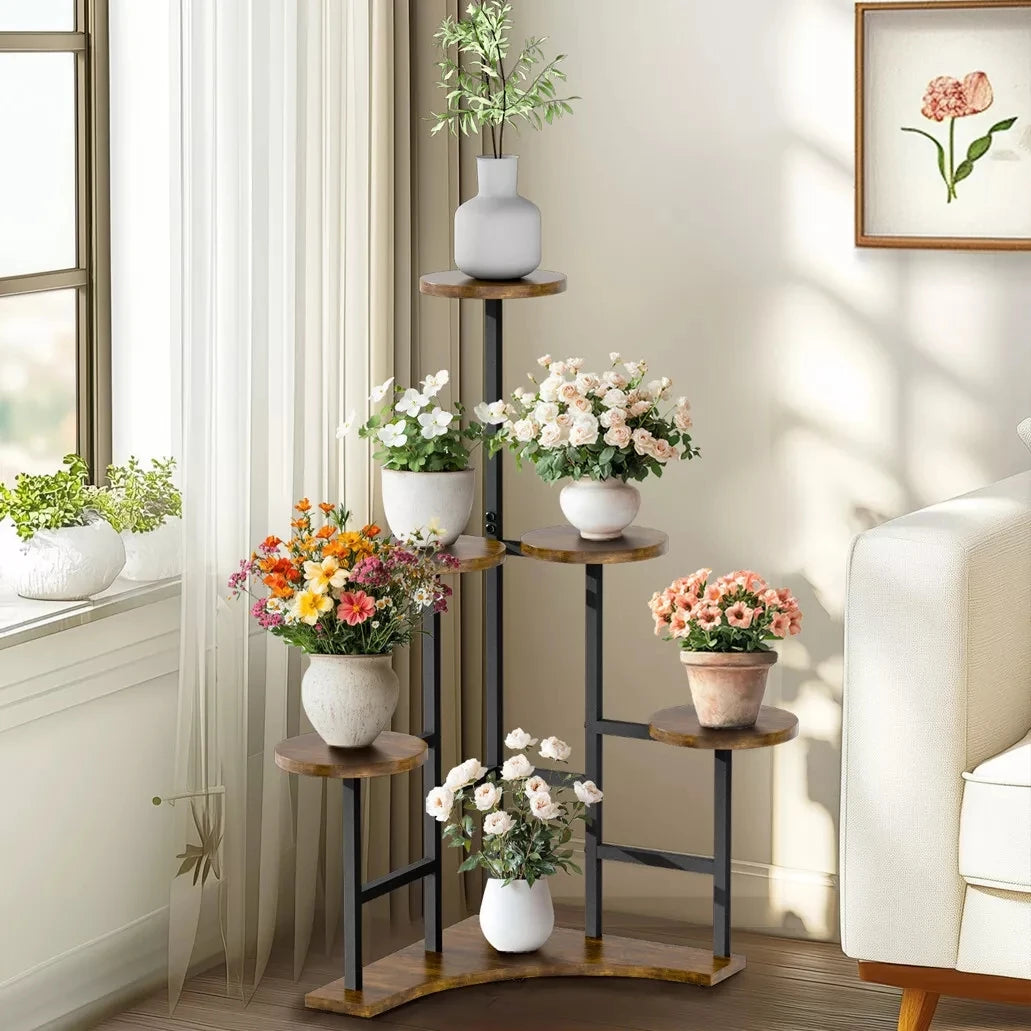 Wisfor Corner Plant Stand Indoor, 6 Tiered Plant Shelf Flower Stand, Tall Multiple Potted Plant Holder Rack Planter Organizer