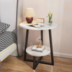 Double Layer Coffee Table with Storage Shelf - Modern Sofa Side & Bedside Table | Space-Saving for Living Room, Balcony, Bedroom
