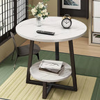 Double Layer Coffee Table with Storage Shelf - Modern Sofa Side & Bedside Table | Space-Saving for Living Room, Balcony, Bedroom