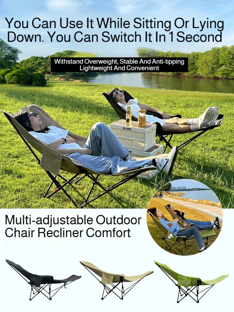 Outdoor Portable Camping Recliner Foldable Nap Beach Chair with Leg Support