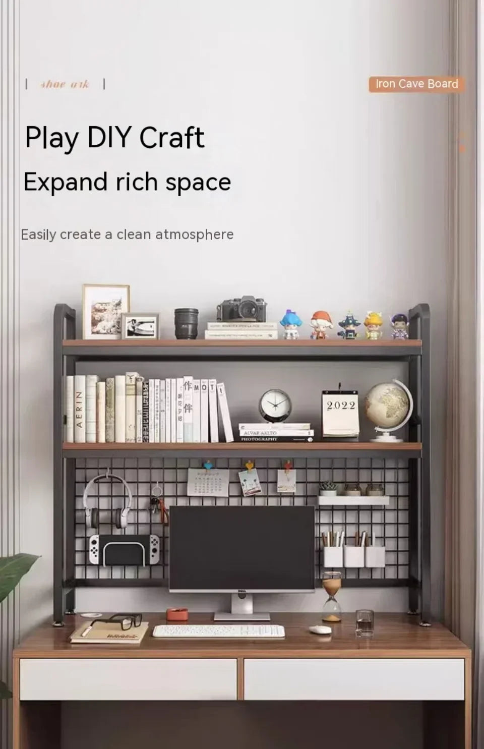 Desktop Multi-Layer Wrought Iron Shelf Bookcase