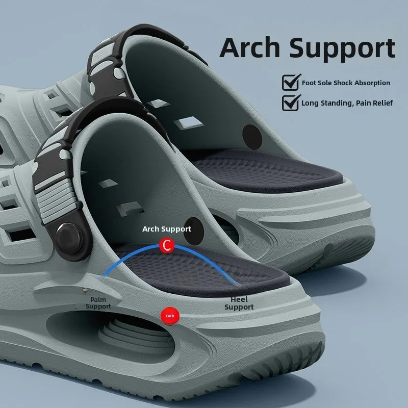 Men's Special Arch Support Hole Hole Shoes Summer Outdoor Wear Long Standing Not Tired Foot Anti-Slip Deodorant Slippers