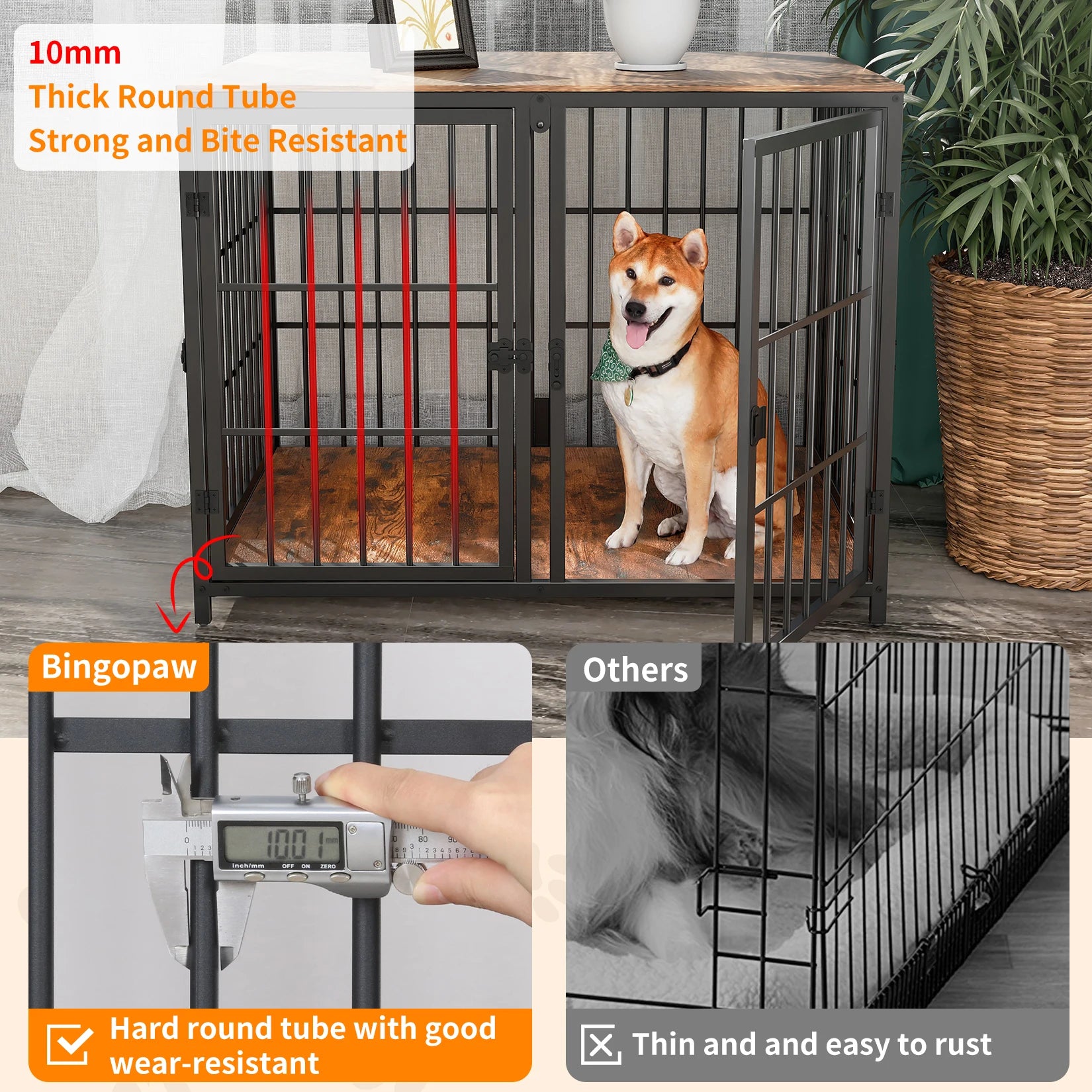 Dog Crate Furniture Heavy Duty Dog Kennels, End Side Table, Wooden Dog House for Small Medium Large Dog Chew-Resistant