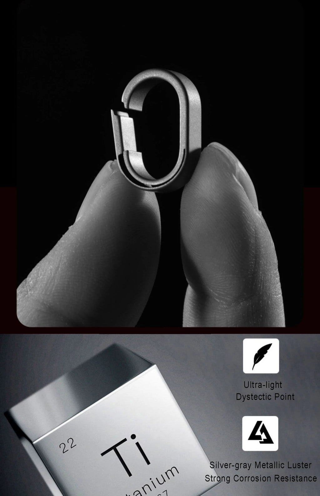 Titanium Alloy Quick Release Key Ring With Black PVD Coating-For Car Keys, EDC Accessories, Durable Compact Metal Connector Ring