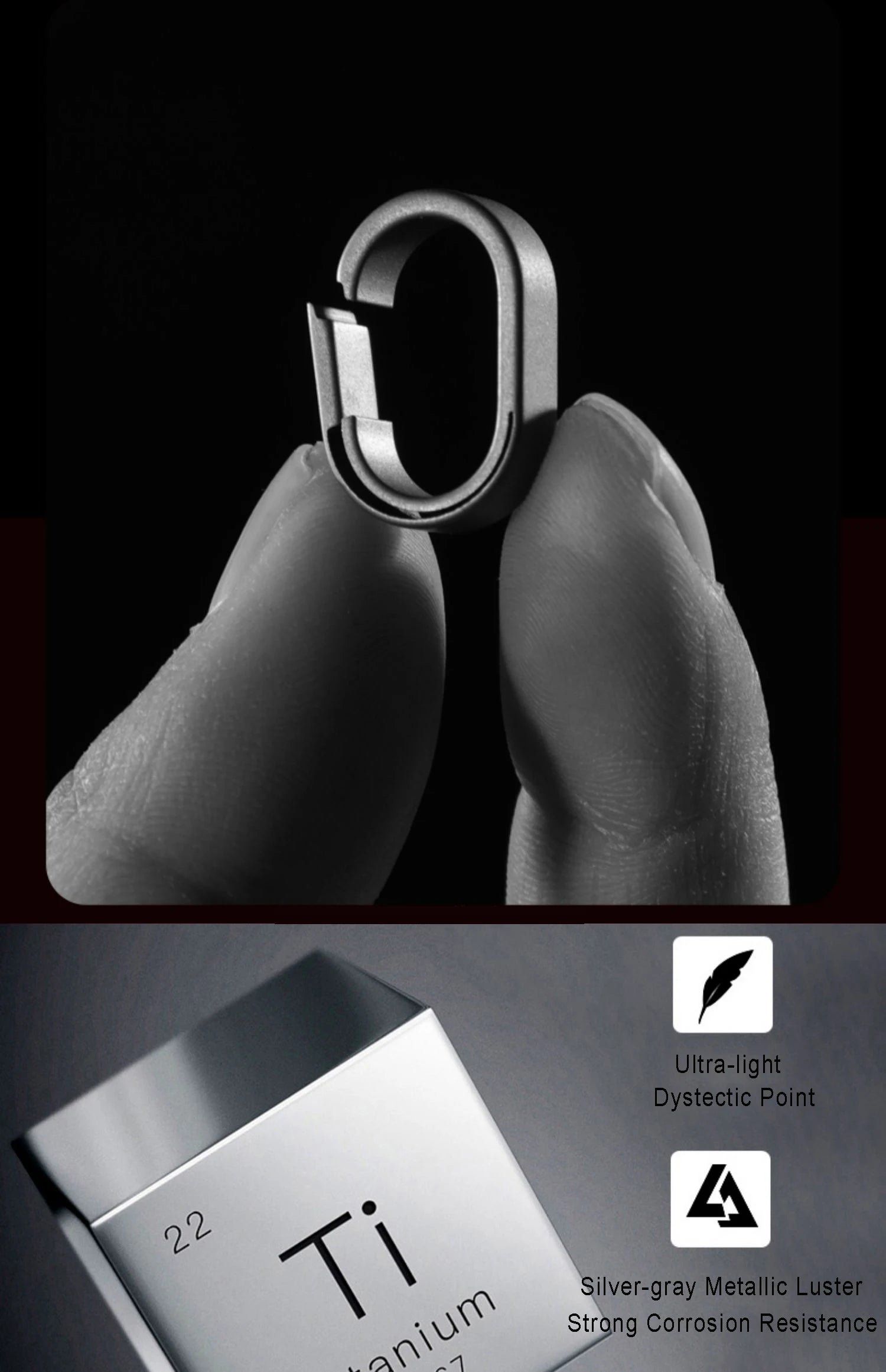 Titanium Alloy Quick Release Key Ring With Black PVD Coating-For Car Keys, EDC Accessories, Durable Compact Metal Connector Ring