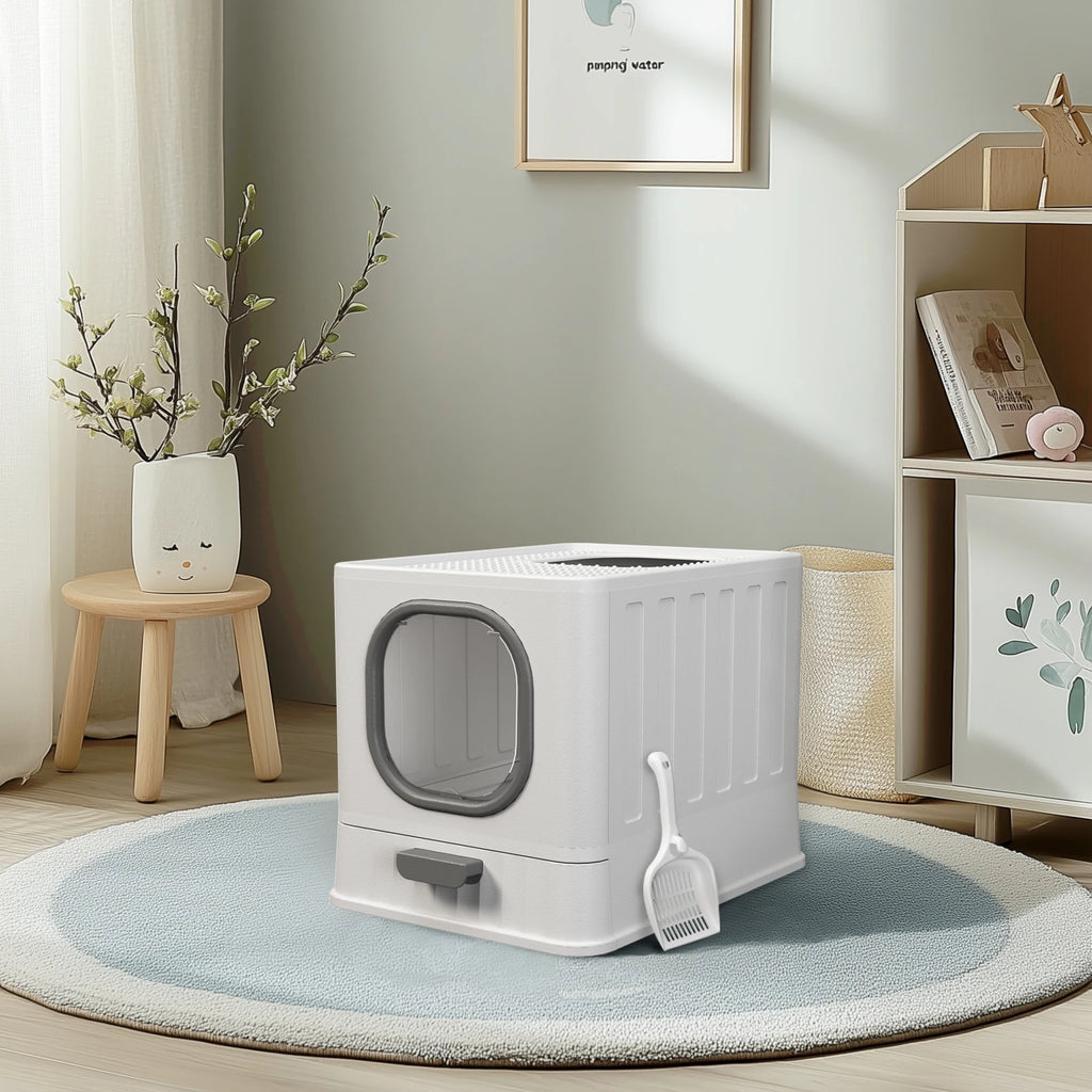 Bingopaw XL Cat Litter Box with Lid Enclosed Cat Potty Top Entry Anti-Splashing Cat Toilet Easy to Clean with Cat Litter Scoop